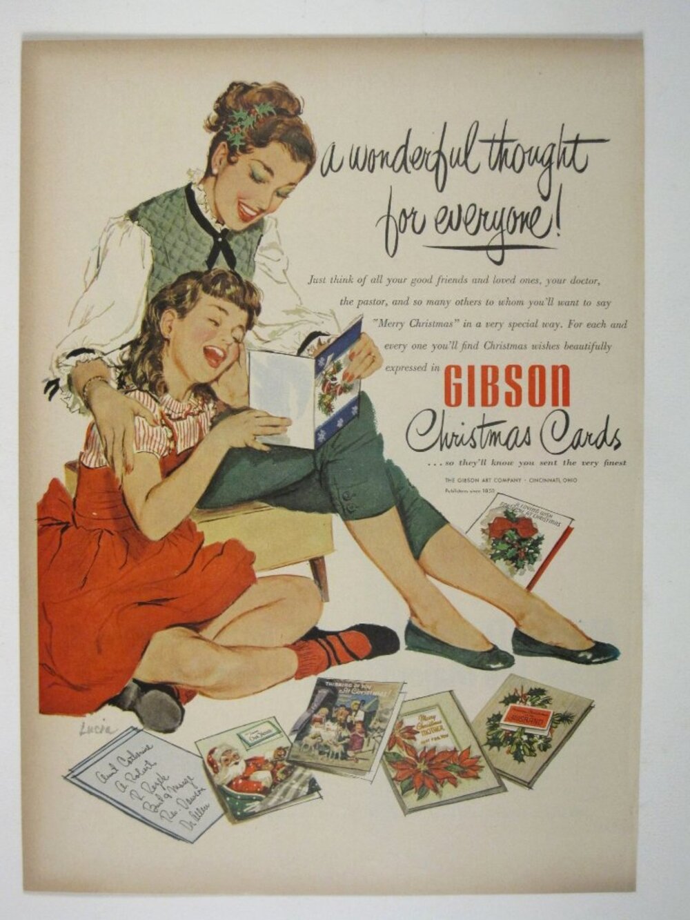 Gibson Christmas Cards Vintage 1950s Advertisement Heartwarming Holiday MOD AD